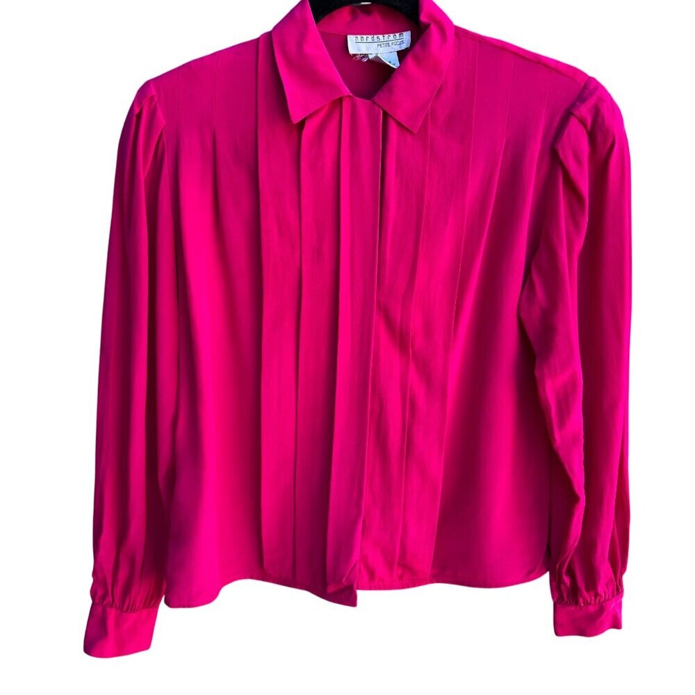 Nordstrom Vintage Womens 2 Silk‎ Pink Long Sleeve Shirt Blouse Preppy Old Money